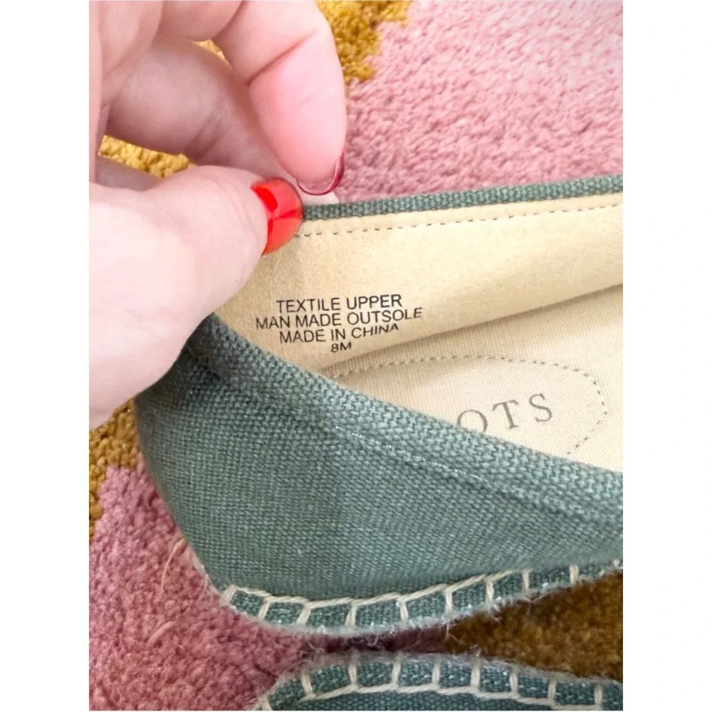 Talbots Sage Green Espadrille Flats Eyelet Slip On Shoes Women's Size 8